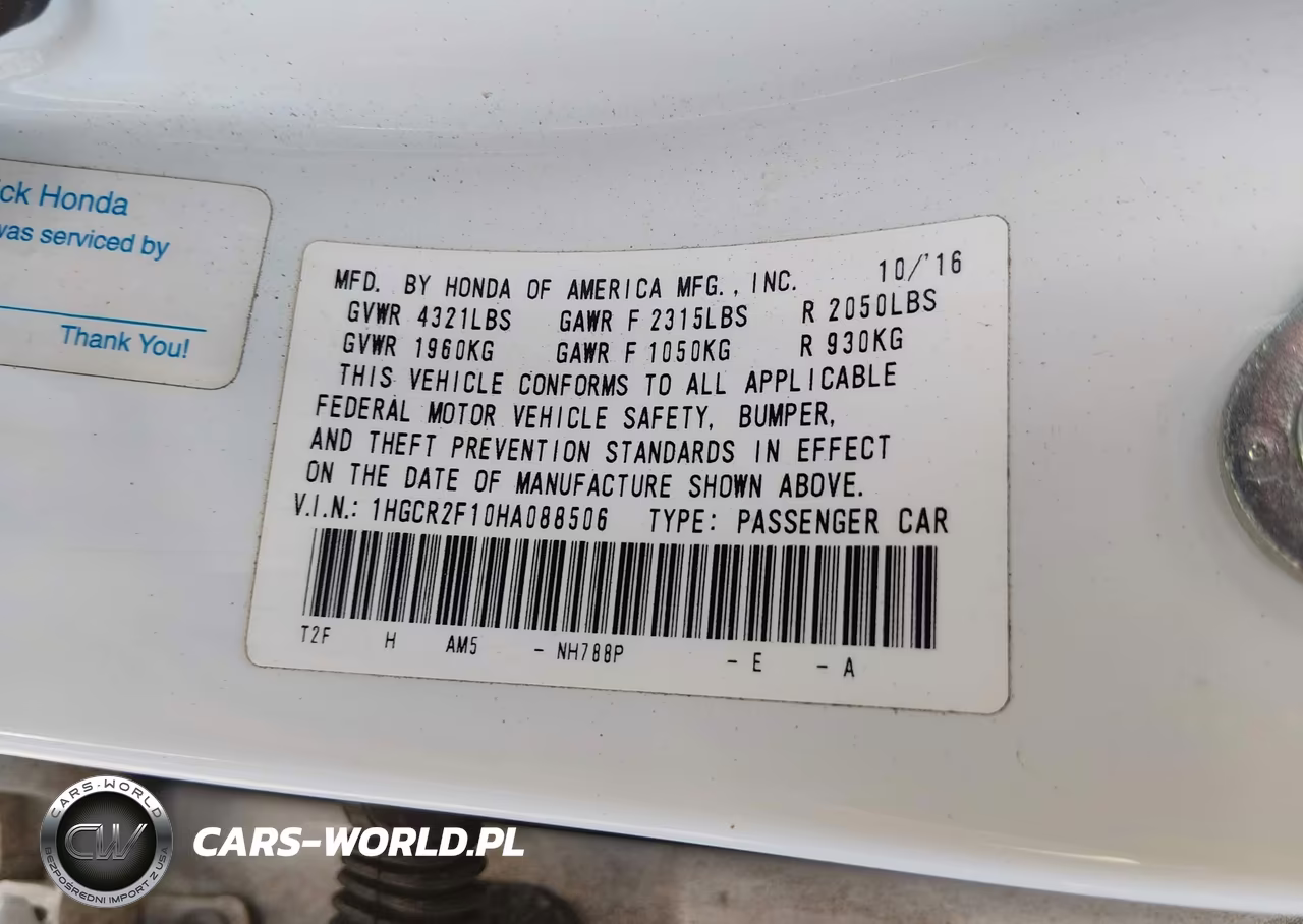 2017 Honda Accord Sport Se VIN:1HGCR2F10HA088506 - 9