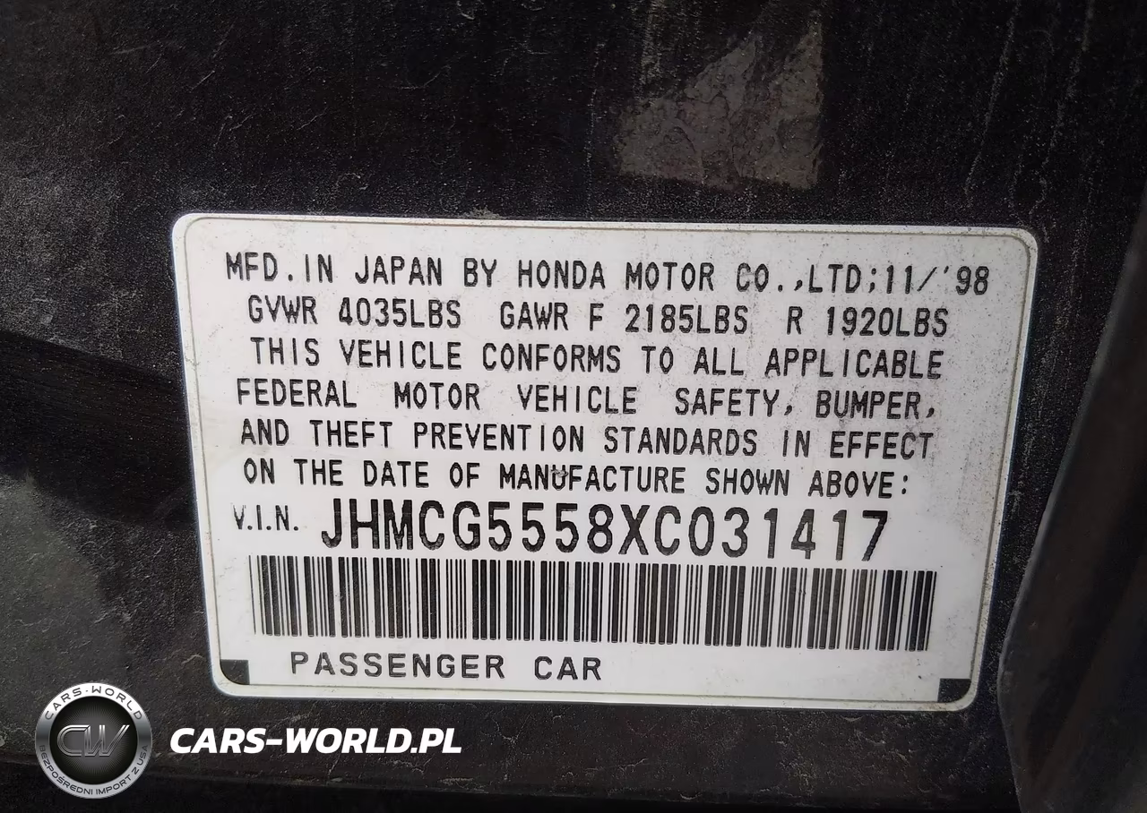 1999 Honda Accord Ex VIN:JHMCG5558XC031417 - 9