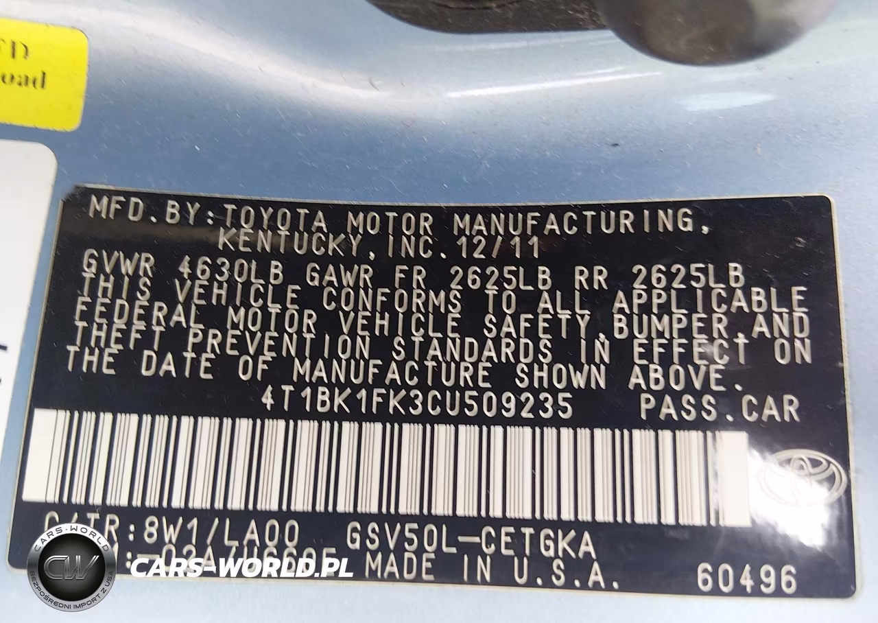 2012 Toyota Camry Se-Xle VIN:4T1BK1FK3CU509235 - 9