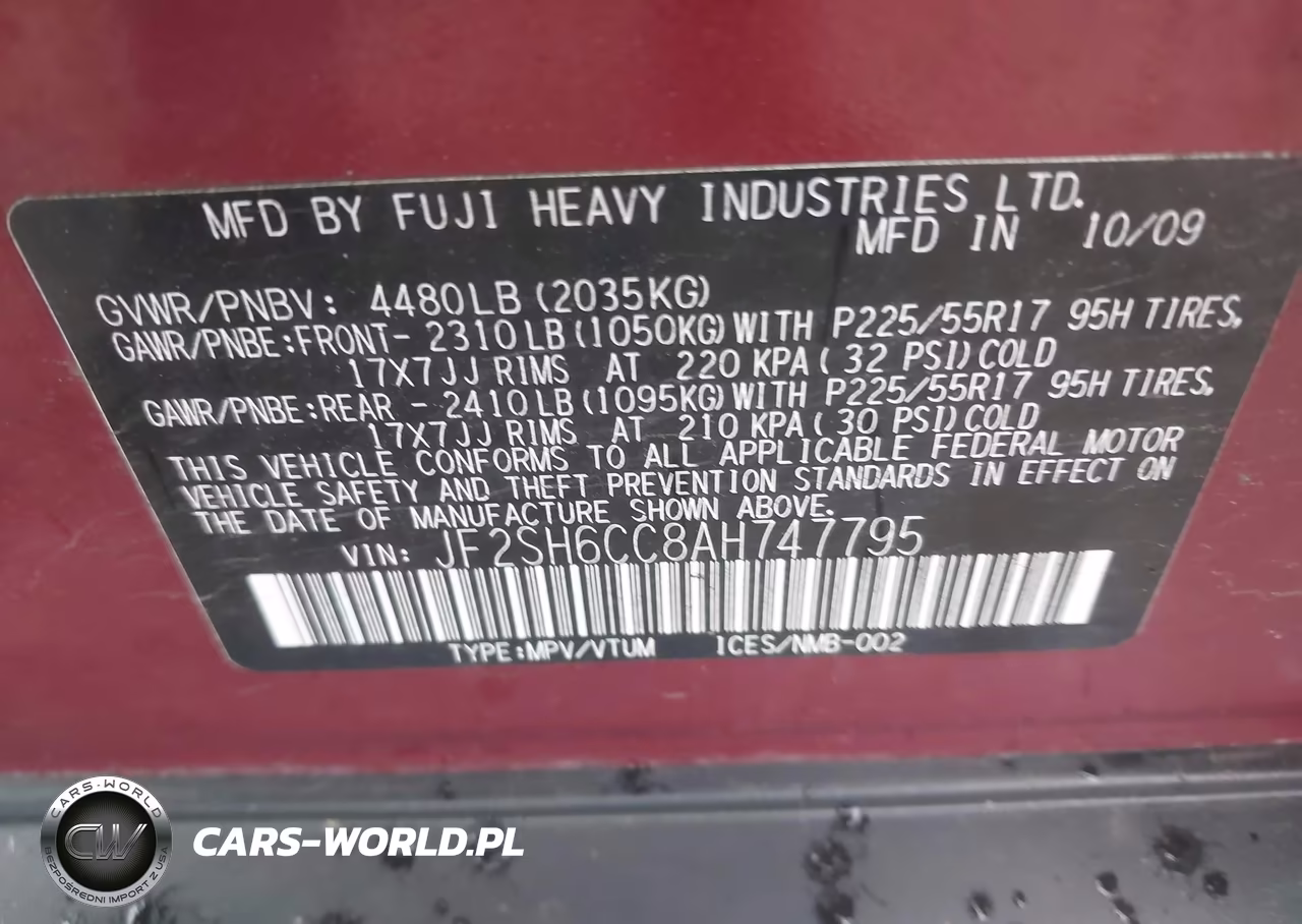 2010 Subaru Forester 2.5X Premium VIN:JF2SH6CC8AH747795 - 9