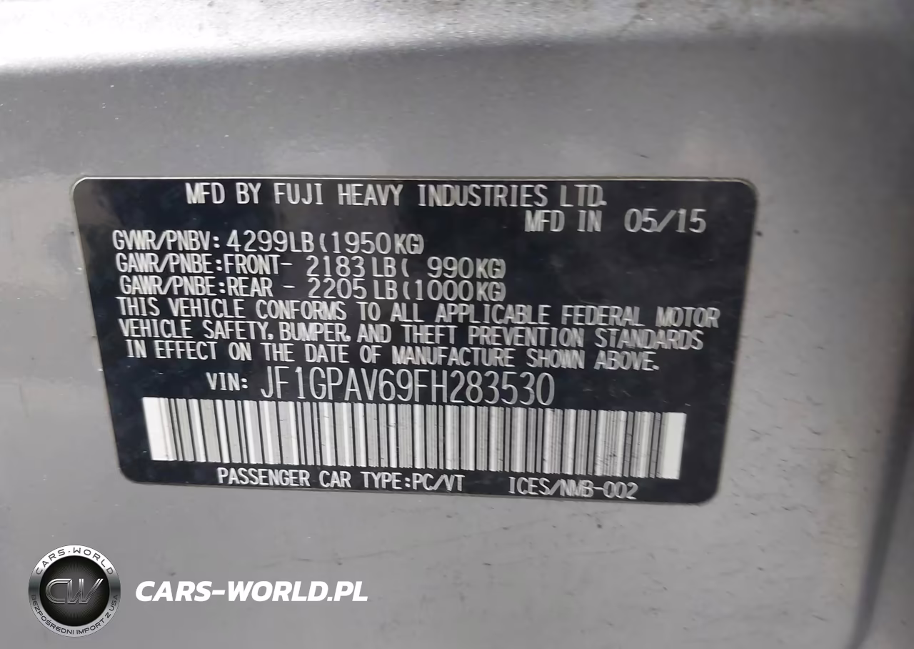2015 Subaru Impreza 2.0I Sport Limited VIN:JF1GPAV69FH283530 - 9