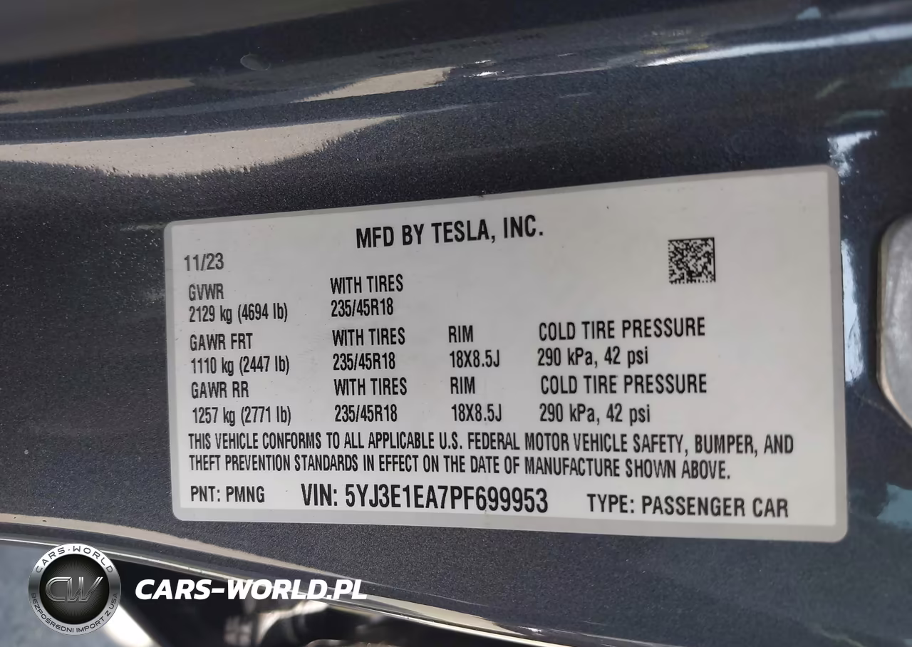 2023 Tesla Model 3 Rear-Wheel Drive VIN:5YJ3E1EA7PF699953 - 9