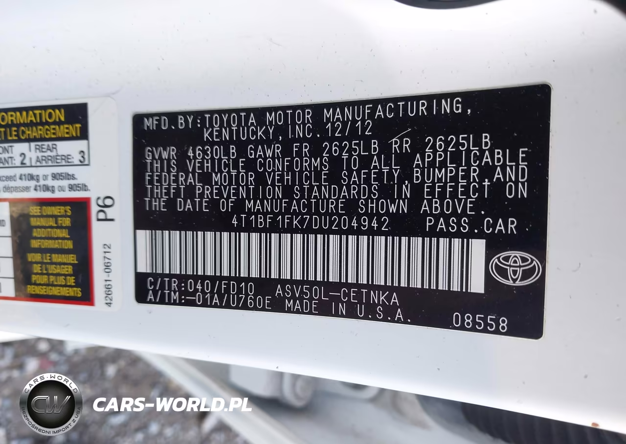 2013 Toyota Camry Le VIN:4T1BF1FK7DU204942 - 9