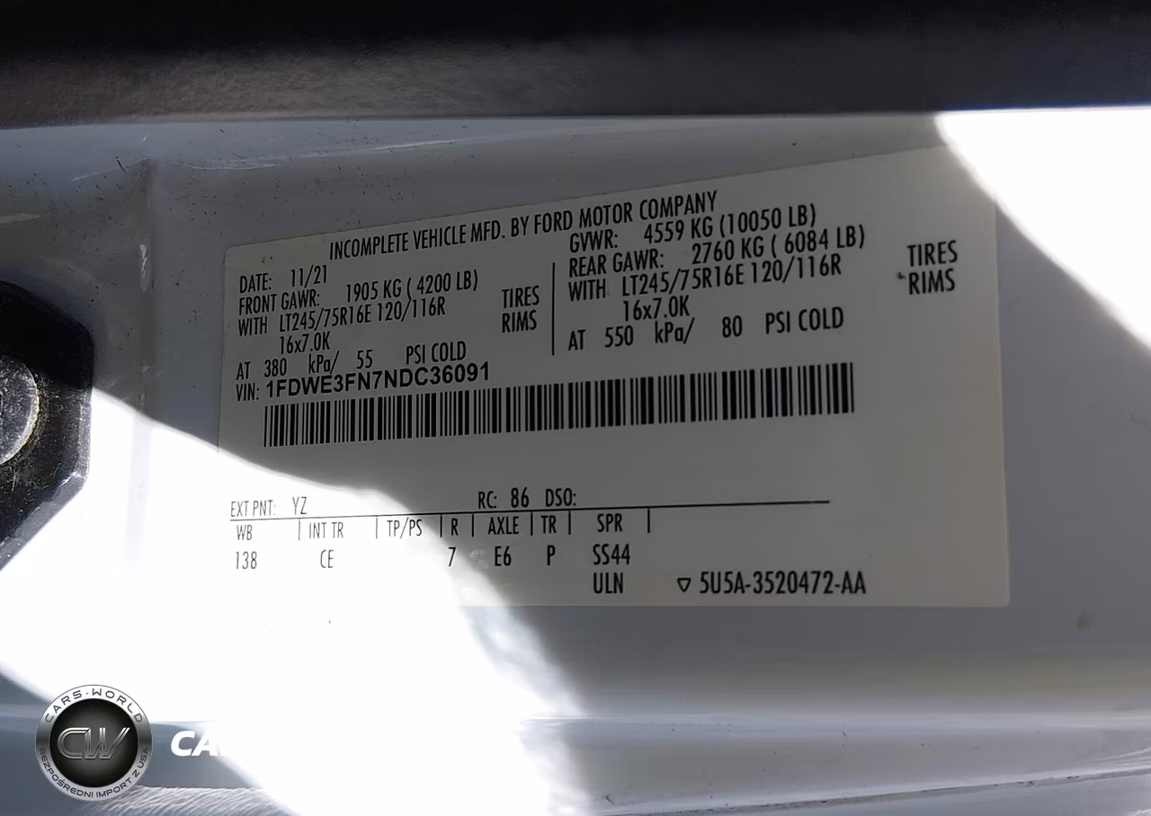 2022 Ford E-350 Cutaway VIN:1FDWE3FN7NDC36091 - 8