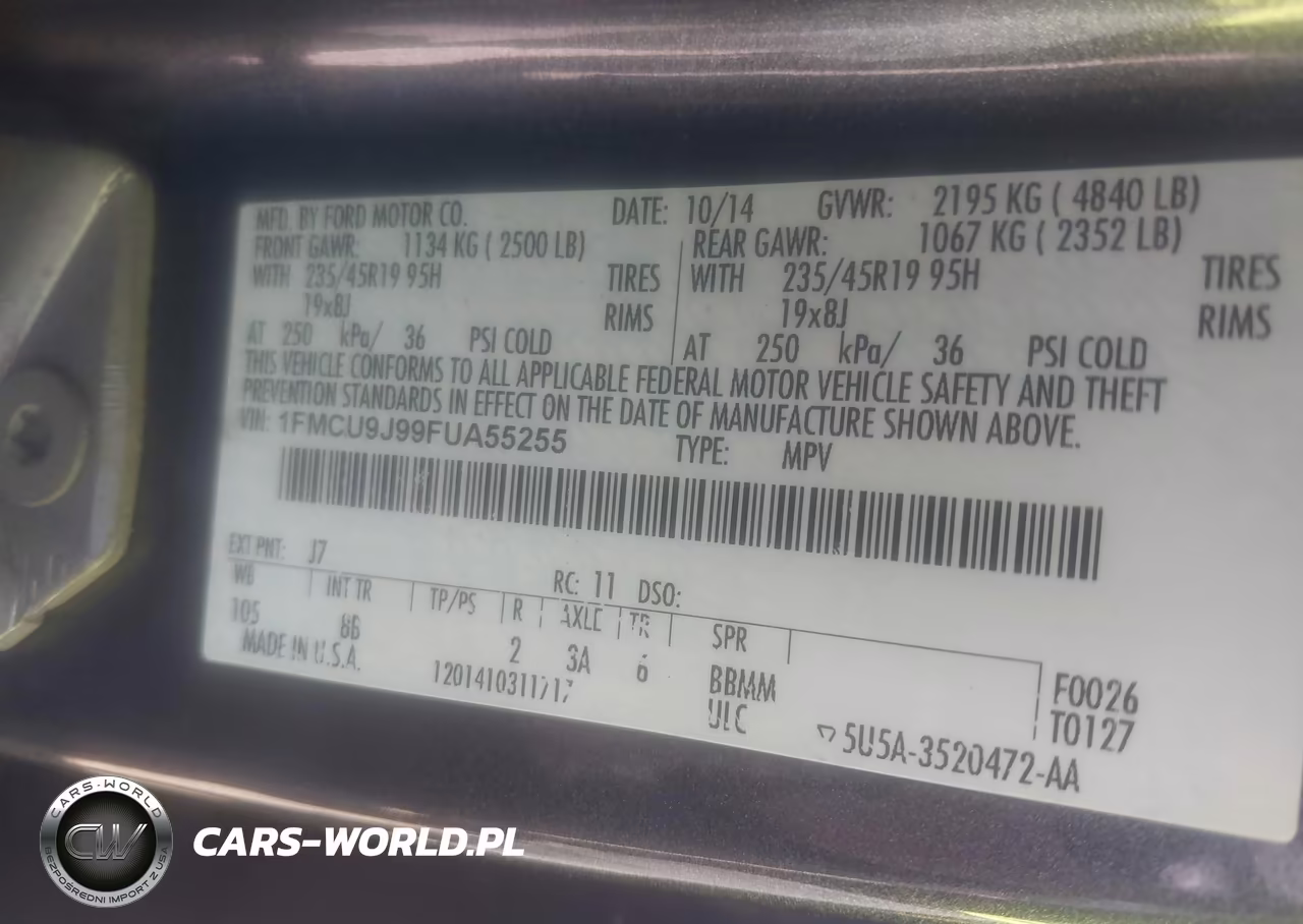 2015 Ford Escape Titanium VIN:1FMCU9J99FUA55255 - 9