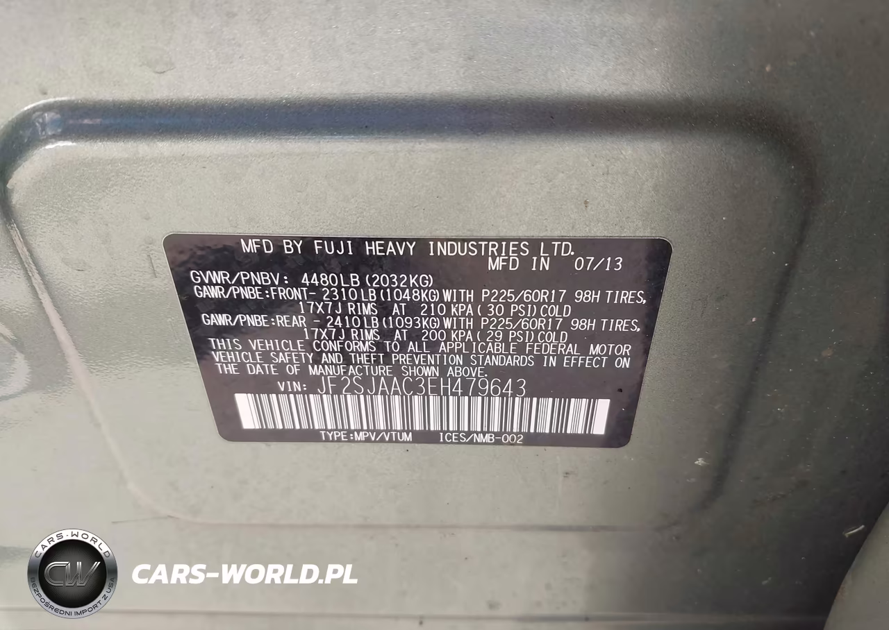 2014 Subaru Forester 2.5I VIN:JF2SJAAC3EH479643 - 9