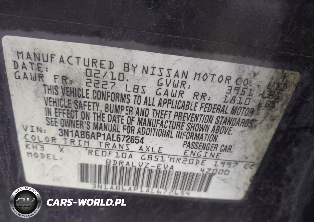 2010 Nissan Sentra 2.0Sl VIN:3N1AB6AP1AL672654 - 9