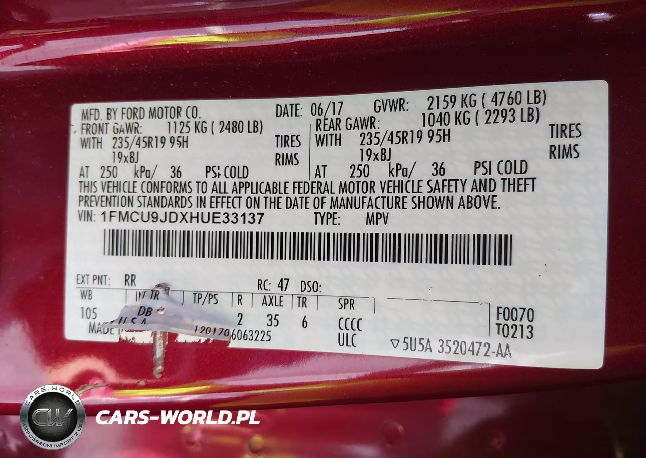 2017 Ford Escape Titanium VIN:1FMCU9JDXHUE33137 - 9