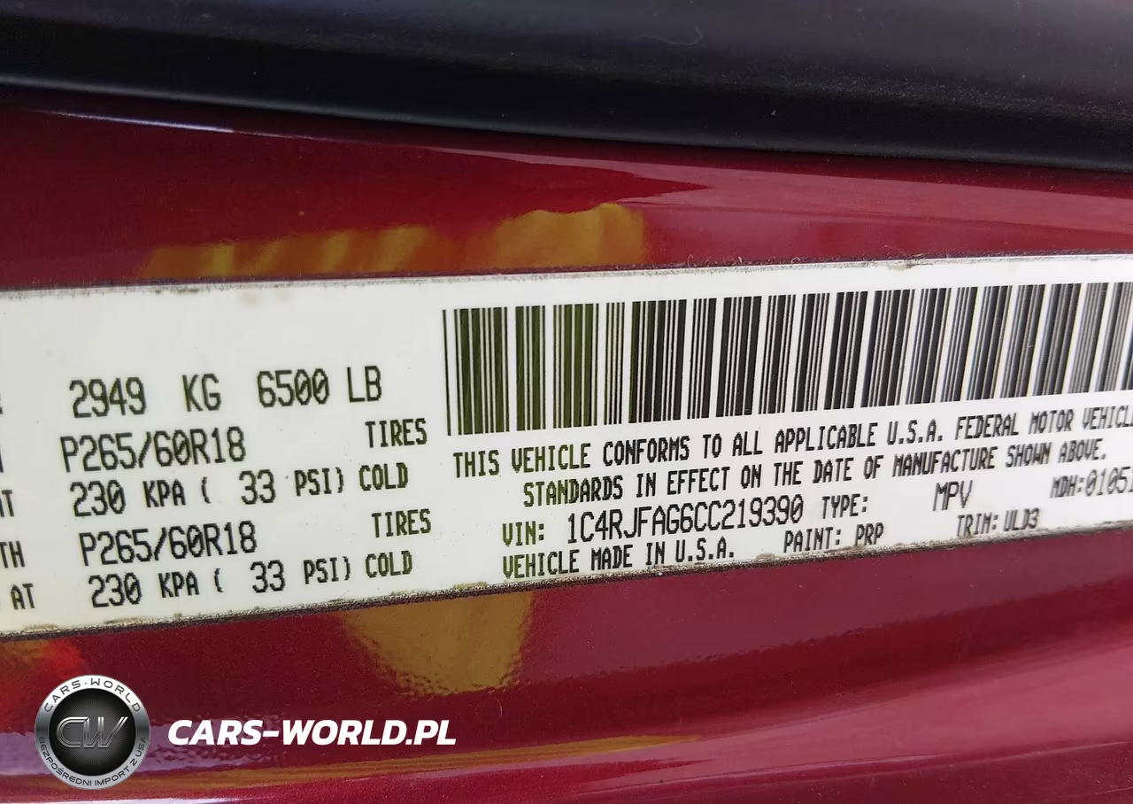 2012 Jeep Grand Cherokee Laredo VIN:1C4RJFAG6CC219390 - 9