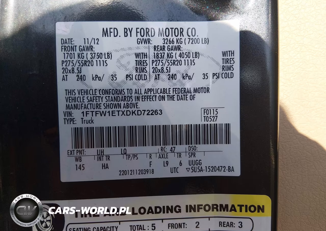 2013 Ford F-150 Lariat VIN:1FTFW1ETXDKD72263 - 9