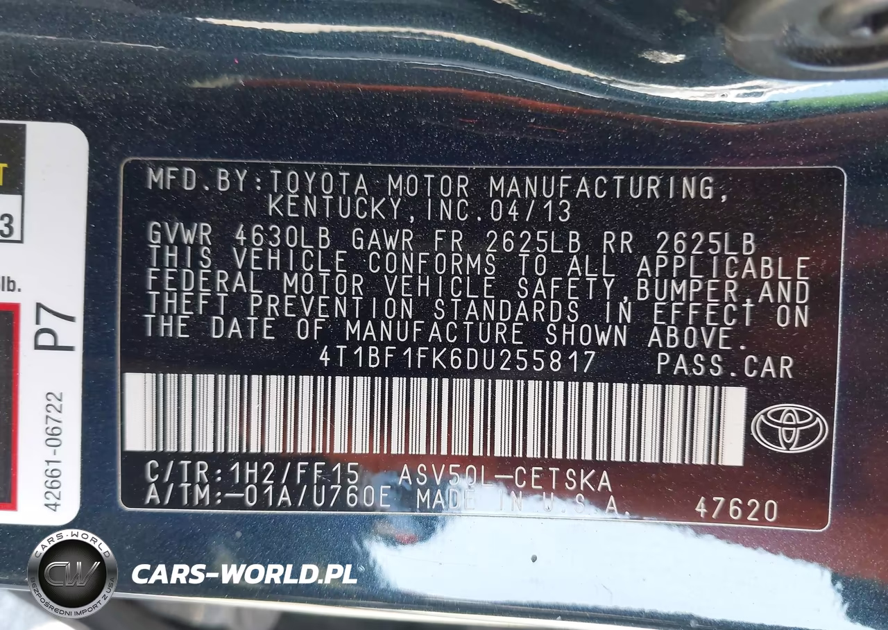 2013 Toyota Camry Se VIN:4T1BF1FK6DU255817 - 9