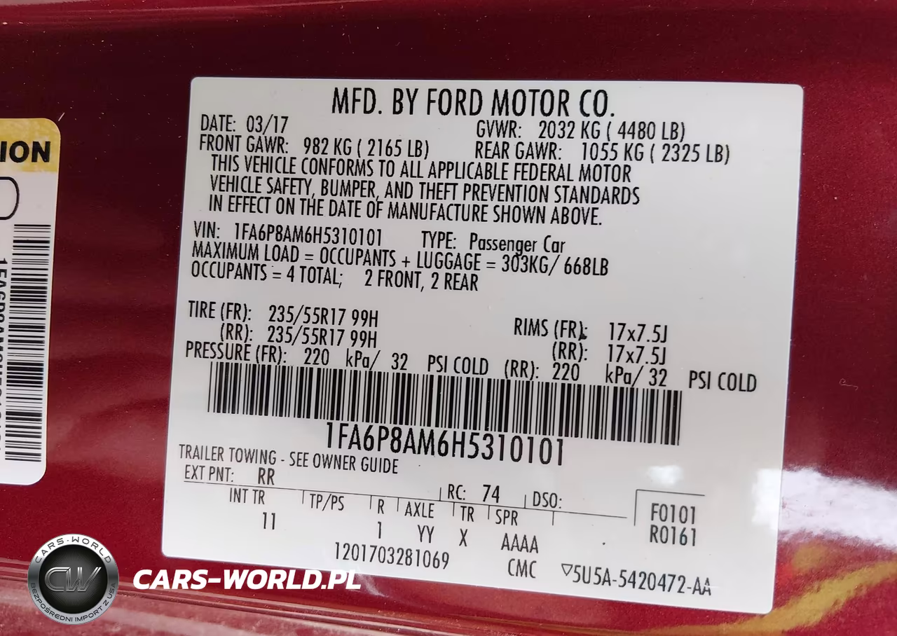 2017 Ford Mustang V6 VIN:1FA6P8AM6H5310101 - 9