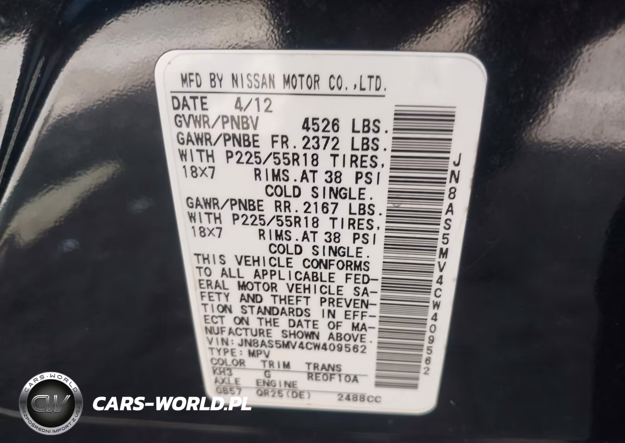 2012 Nissan Rogue Sv W-Sl Pkg VIN:JN8AS5MV4CW409562 - 9