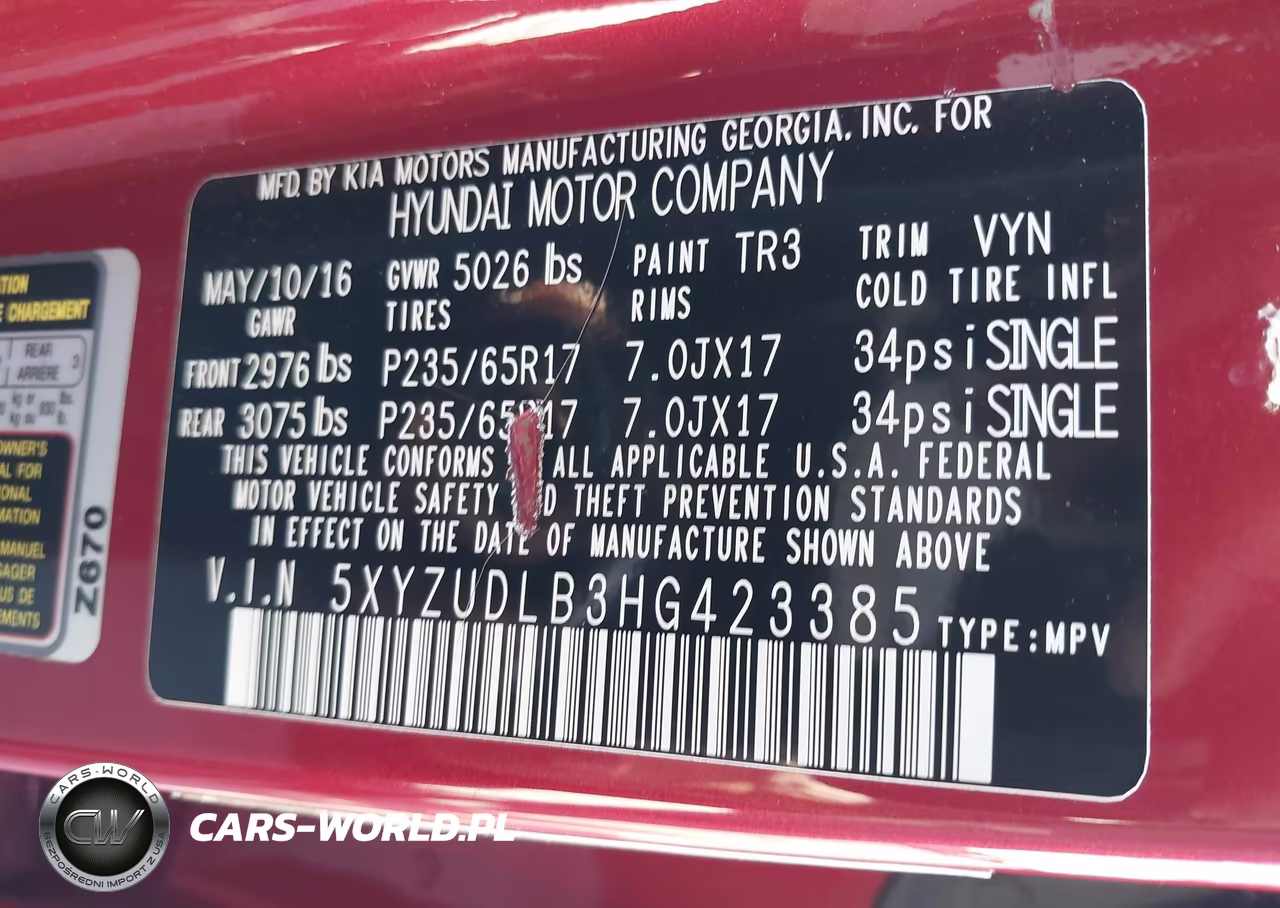 2017 Hyundai Santa Fe Sport 2.4L VIN:5XYZUDLB3HG423385 - 9