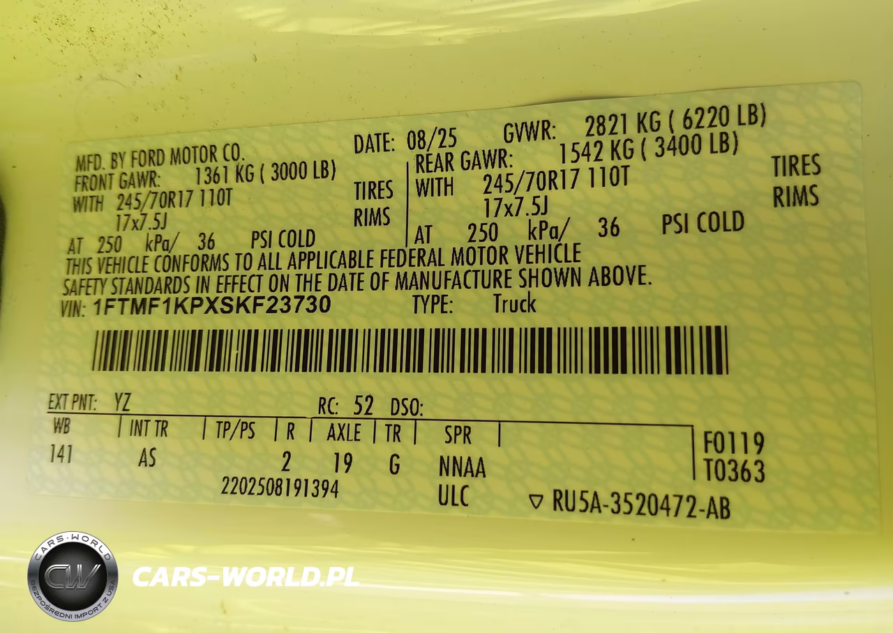 2025 Ford F-150 Xl VIN:1FTMF1KPXSKF23730 - 9