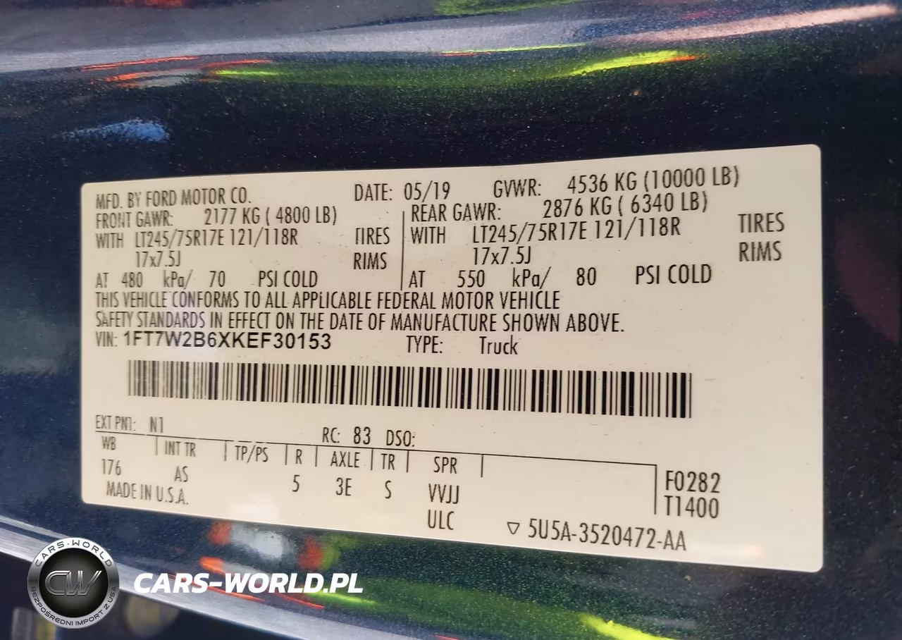2019 Ford F-250 Xl VIN:1FT7W2B6XKEF30153 - 9