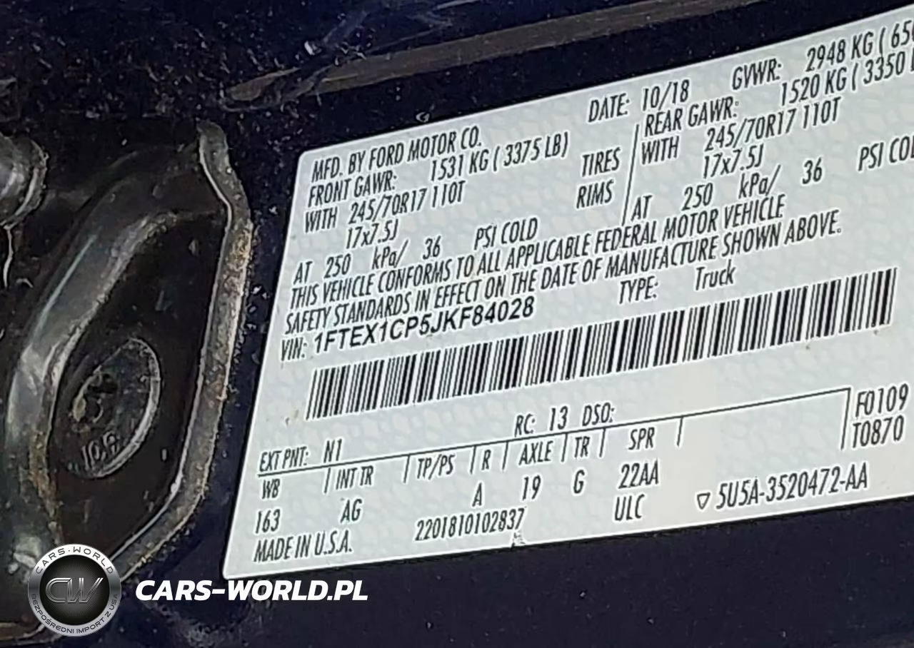 2018 Ford F-150 Xl VIN:1FTEX1CP5JKF84028 - 9