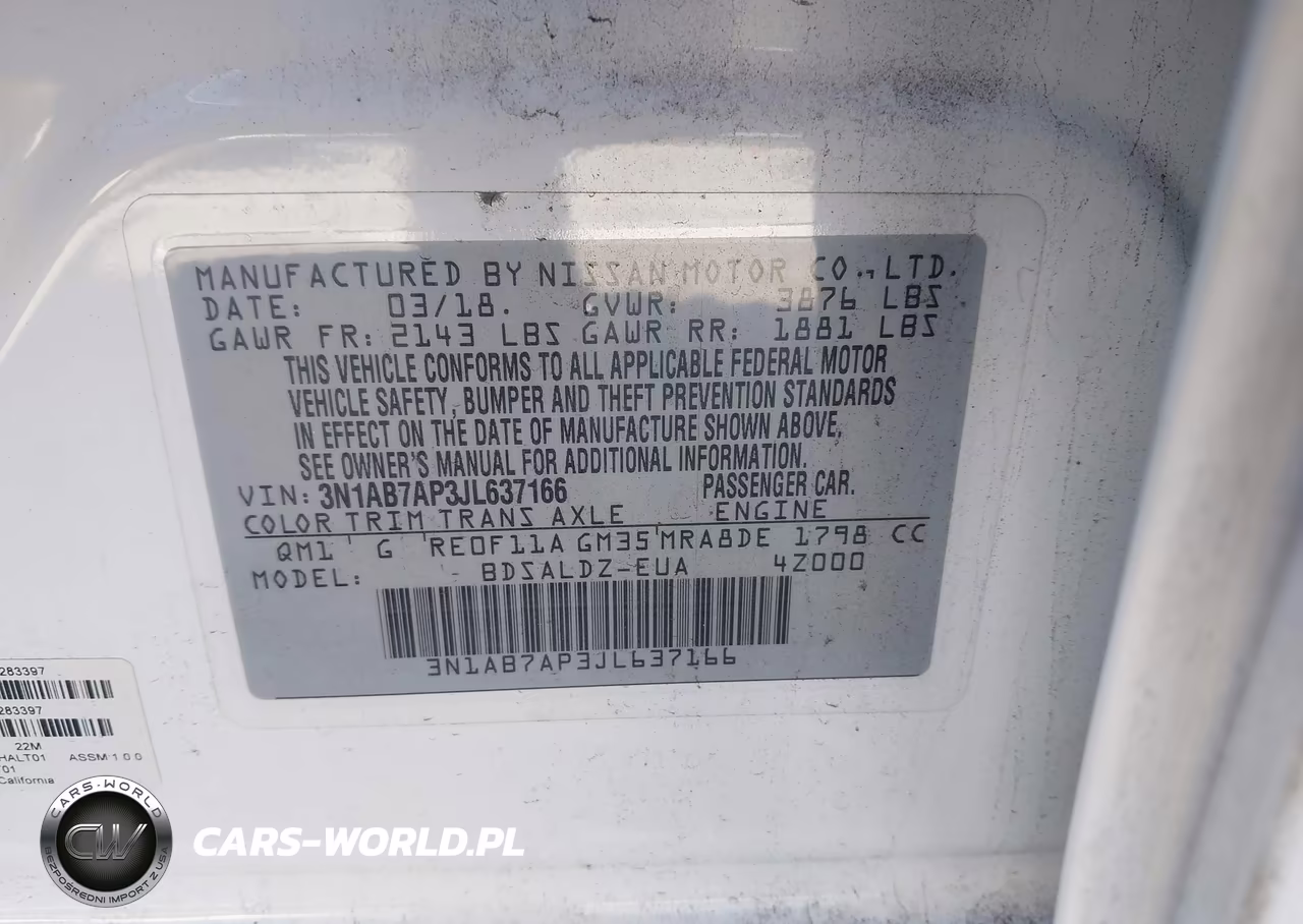 2018 Nissan Sentra Sv VIN:3N1AB7AP3JL637166 - 9