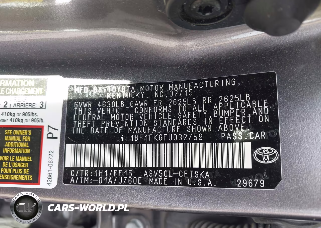 2015 Toyota Camry Se VIN:4T1BF1FK6FU032759 - 9