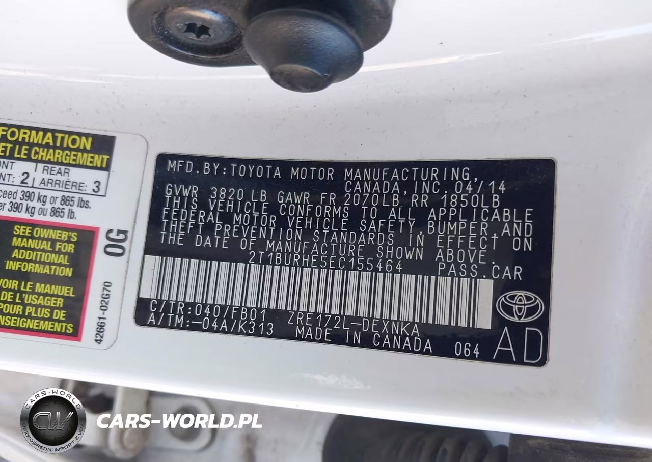 2014 Toyota Corolla Le VIN:2T1BURHE5EC155464 - 9