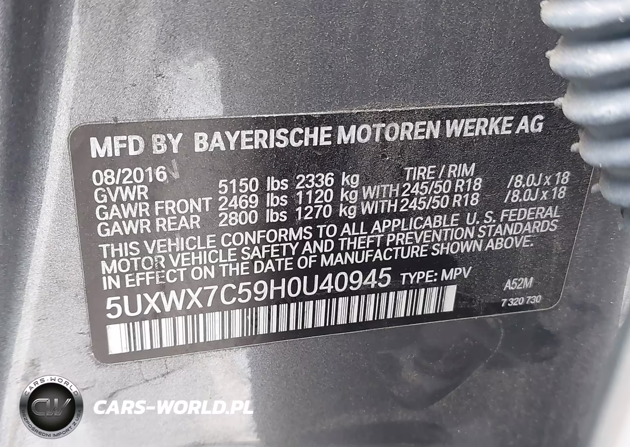 2017 BMW X3 xDrive35I VIN:5UXWX7C59H0U40945 - 9