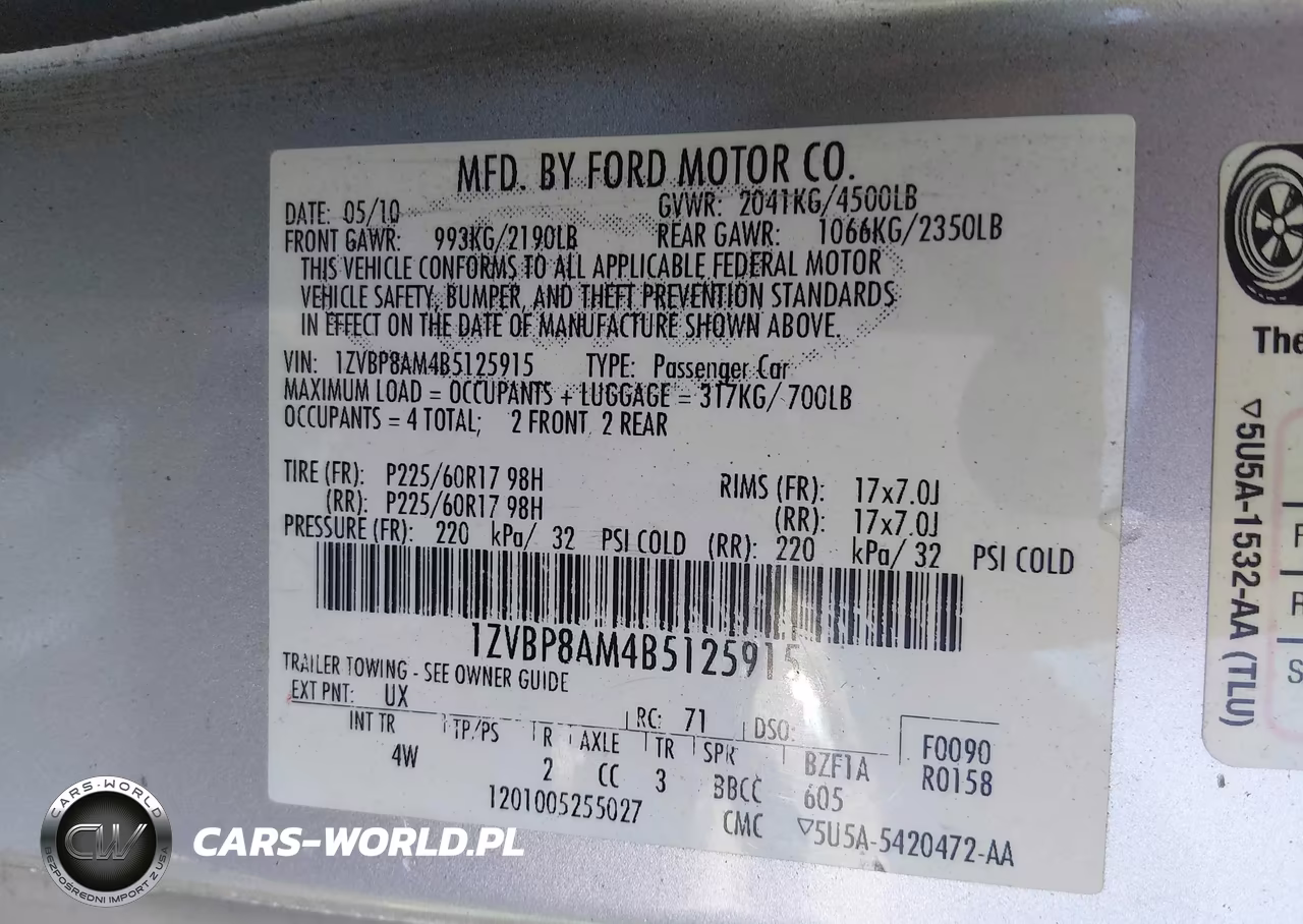 2011 Ford Mustang V6 Premium VIN:1ZVBP8AM4B5125915 - 9