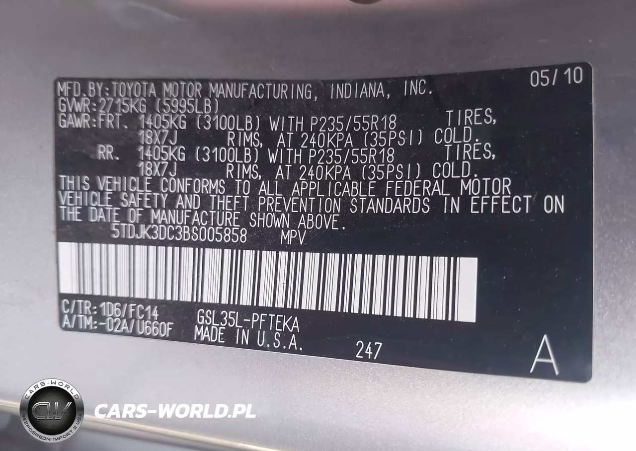 2011 Toyota Sienna Le VIN:5TDJK3DC3BS005858 - 9