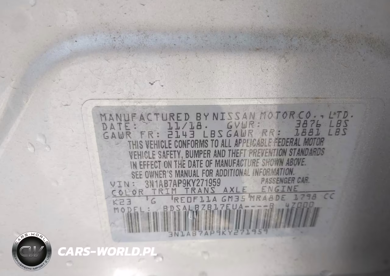 2019 Nissan Sentra S VIN:3N1AB7AP9KY271959 - 9
