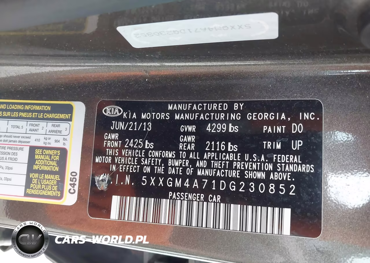 2013 Kia Optima Lx VIN:5XXGM4A71DG230852 - 9