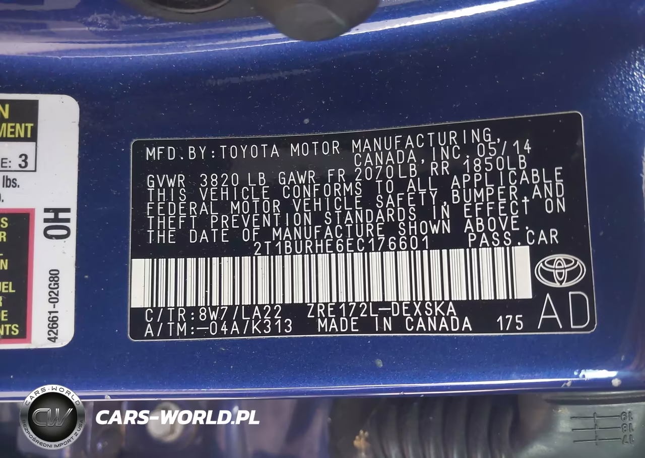 2014 Toyota Corolla L-Le-Le Pls-Prm-S-S Pls VIN:2T1BURHE6EC176601 - 9