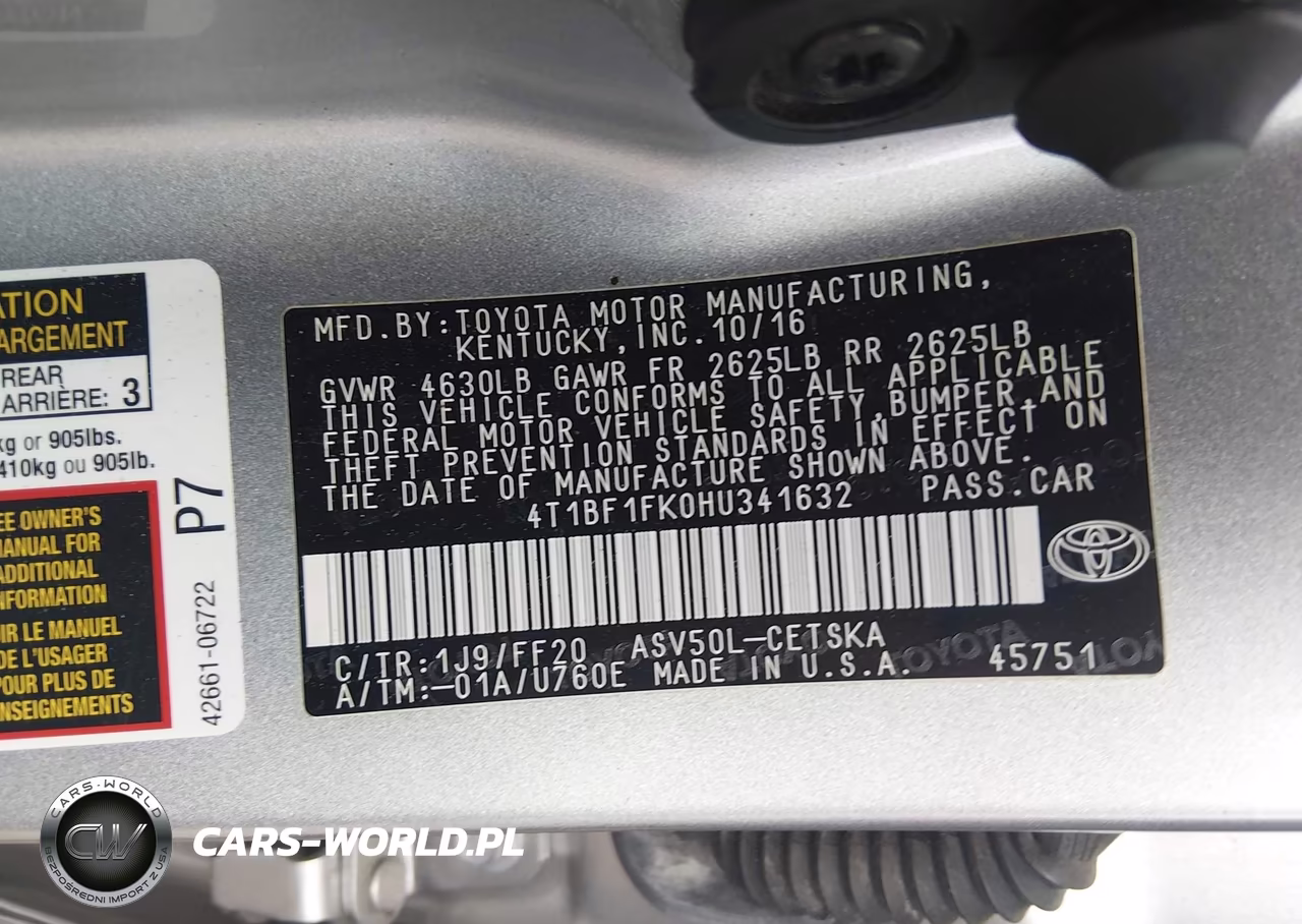 2017 Toyota Camry Se VIN:4T1BF1FK0HU341632 - 9