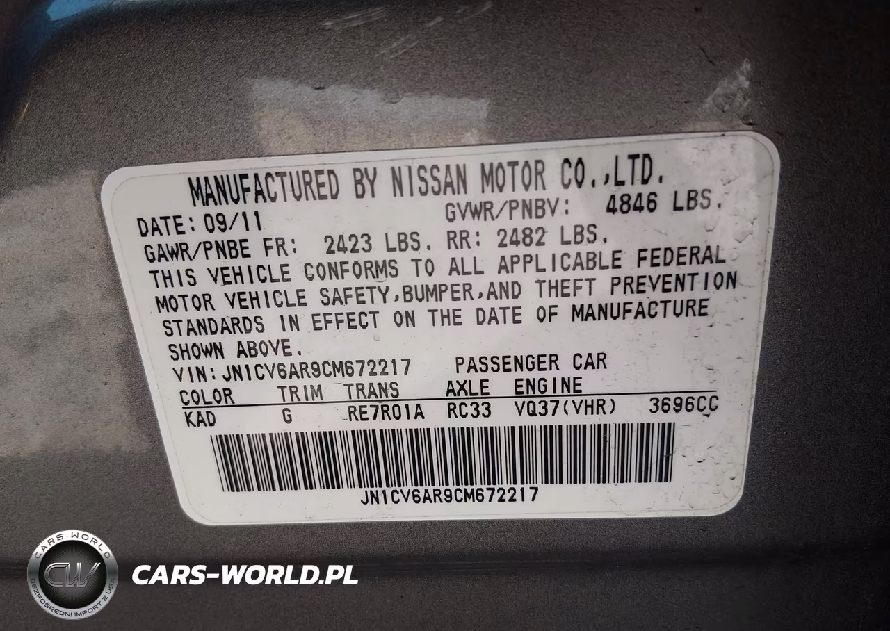 2012 Infiniti G37X VIN:JN1CV6AR9CM672217 - 9