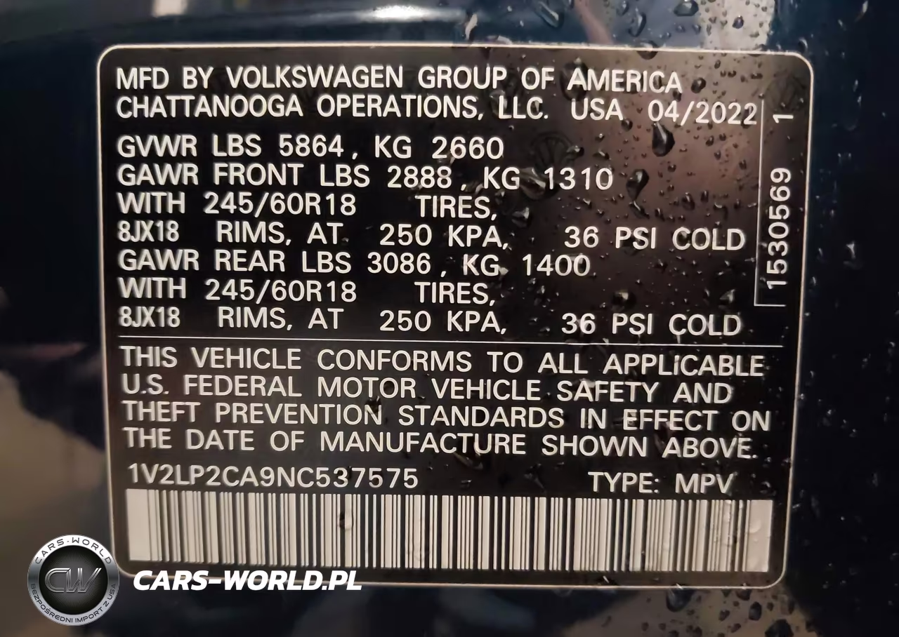 2022 Volkswagen Atlas 2.0T Se VIN:1V2LP2CA9NC537575 - 9