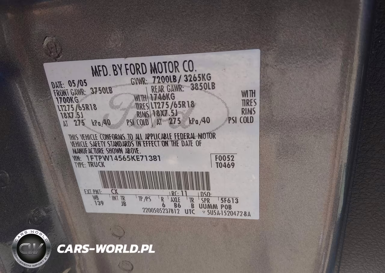2005 Ford F-150 Fx4-Lariat-Xlt VIN:1FTPW14565KE71381 - 9