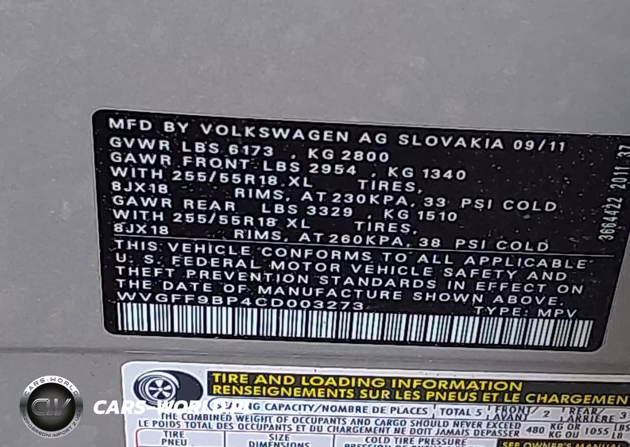 2012 Volkswagen Touareg Vr6 Sport VIN:WVGFF9BP4CD003273 - 9