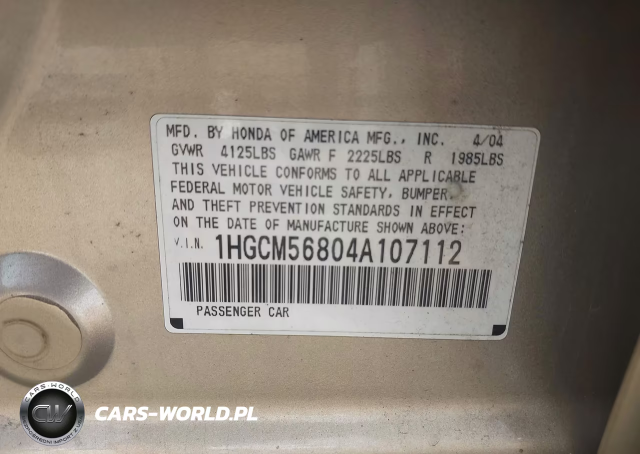 2004 Honda Accord 2.4 Ex VIN:1HGCM56804A107112 - 9