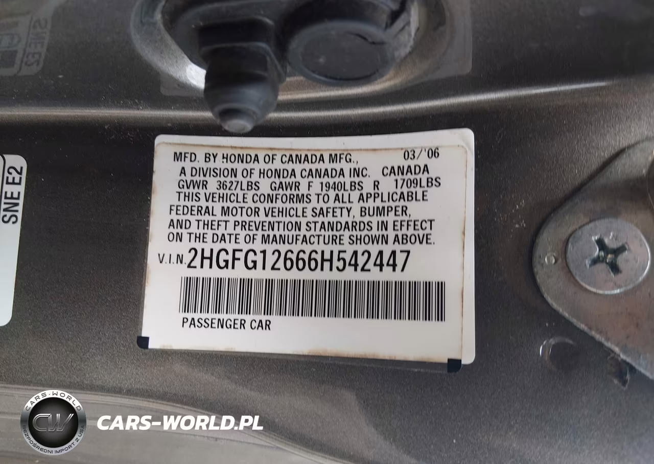2006 Honda Civic Lx VIN:2HGFG12666H542447 - 9