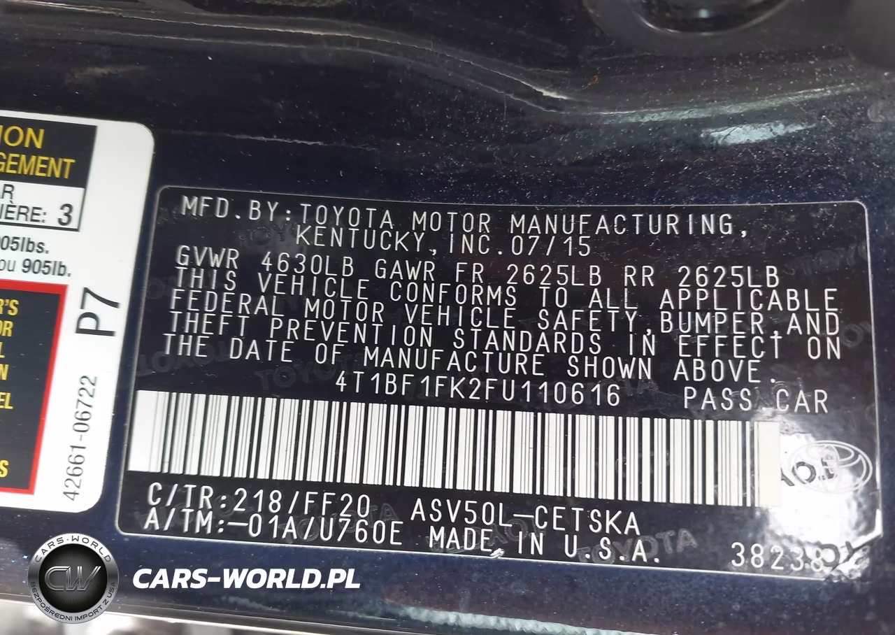 2015 Toyota Camry Se VIN:4T1BF1FK2FU110616 - 9