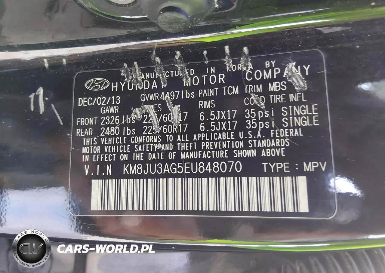 2014 Hyundai Tucson Se VIN:KM8JU3AG5EU848070 - 9
