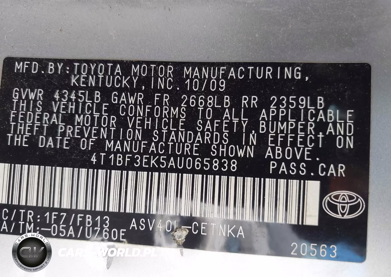 2010 Toyota Camry Le VIN:4T1BF3EK5AU065838 - 9