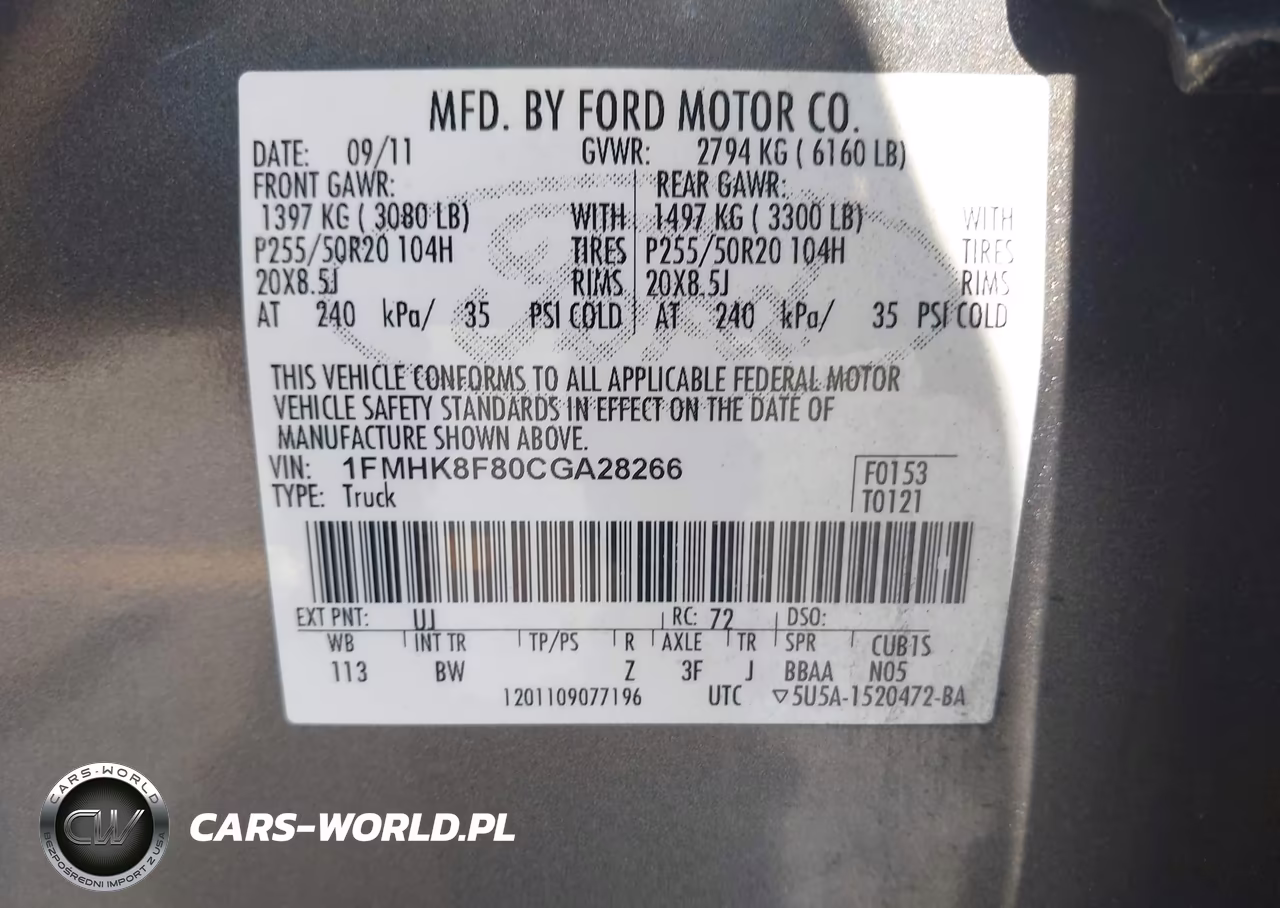 2012 Ford Explorer Limited VIN:1FMHK8F80CGA28266 - 9