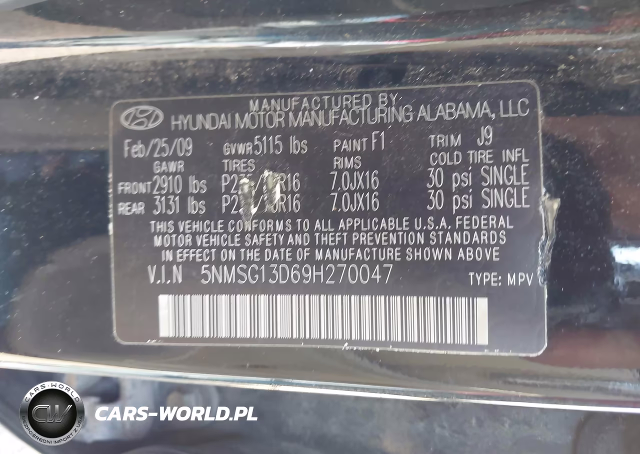 2009 Hyundai Santa Fe Gls VIN:5NMSG13D69H270047 - 9