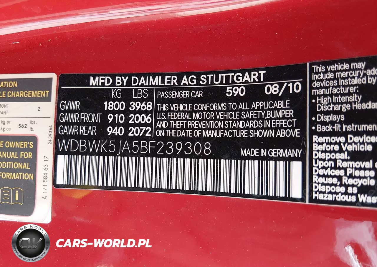 2011 Mercedes-Benz Slk 350 VIN:WDBWK5JA5BF239308 - 9