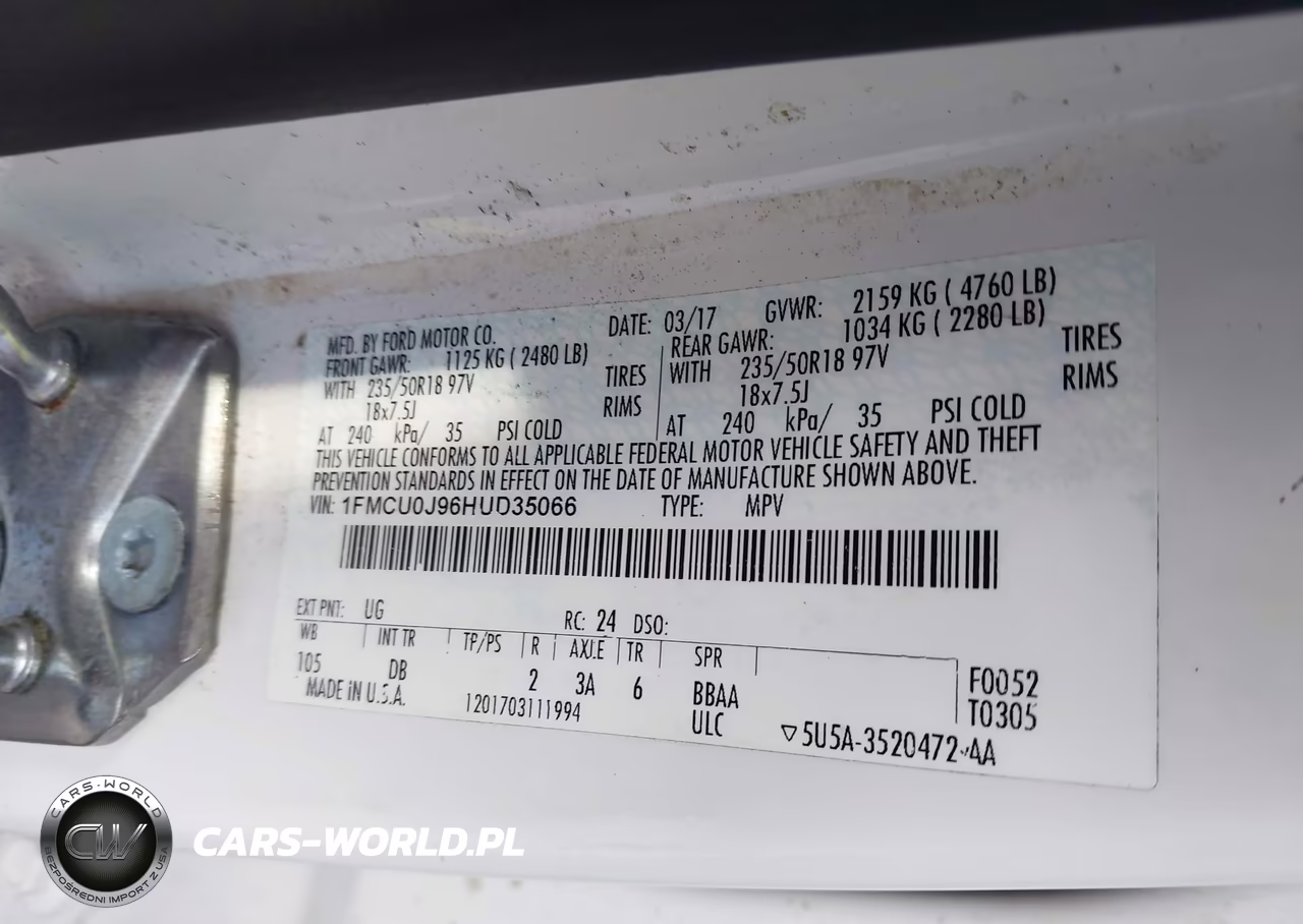 2017 Ford Escape Titanium VIN:1FMCU0J96HUD35066 - 9