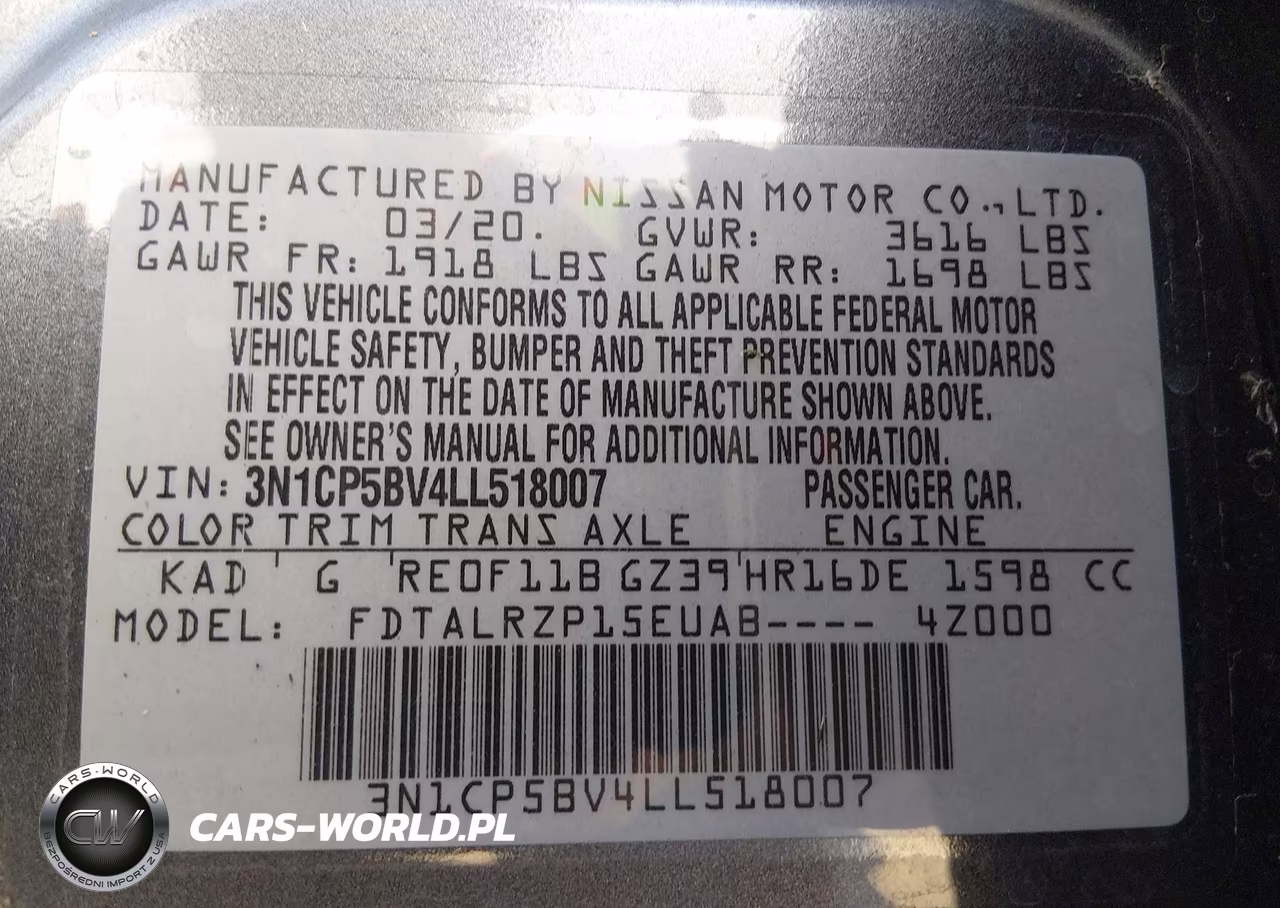 2020 Nissan Kicks S Xtronic Cvt VIN:3N1CP5BV4LL518007 - 9