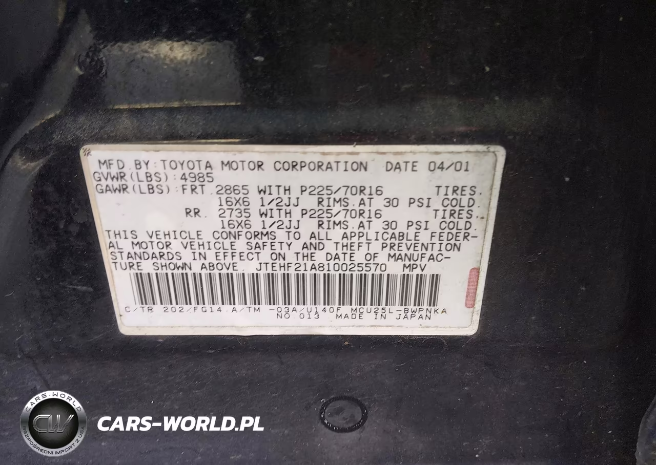2001 Toyota Highlander V6 VIN:JTEHF21A810025570 - 9