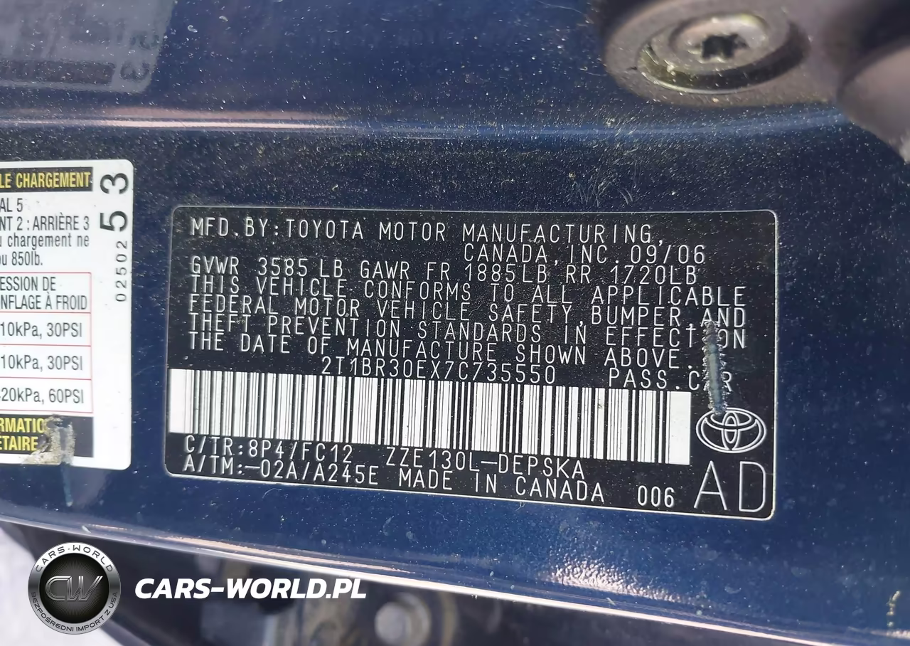 2007 Toyota Corolla S VIN:2T1BR30EX7C735550 - 9