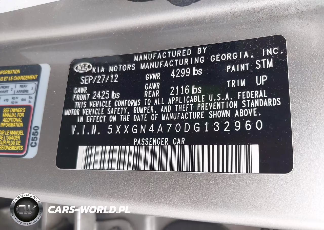2013 Kia Optima Ex VIN:5XXGN4A70DG132960 - 9
