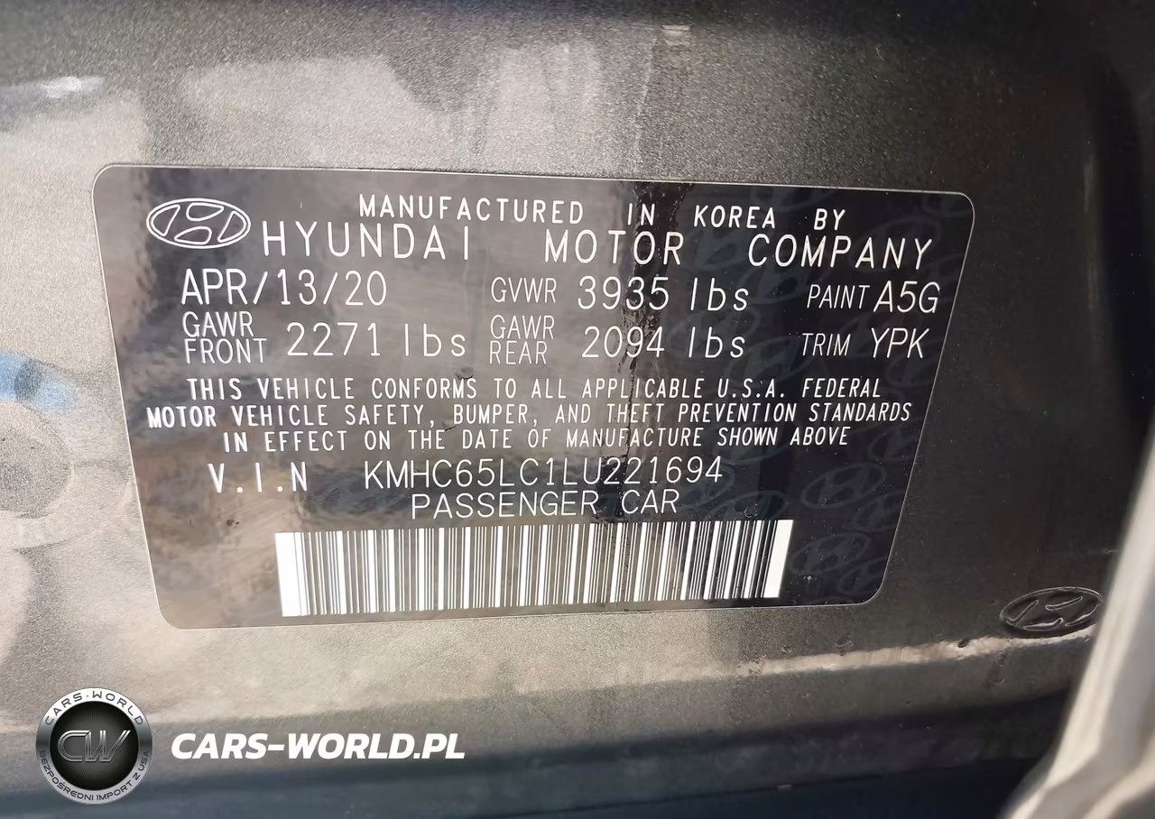 2020 Hyundai Ioniq Hybrid Blue VIN:KMHC65LC1LU221694 - 9
