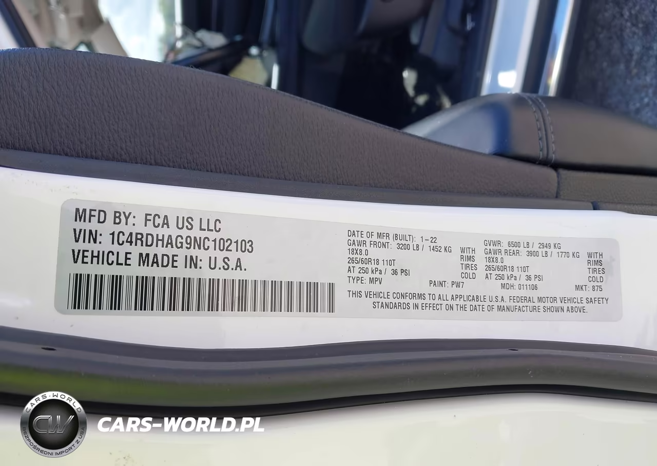 2022 Dodge Durango Sxt Rwd VIN:1C4RDHAG9NC102103 - 9